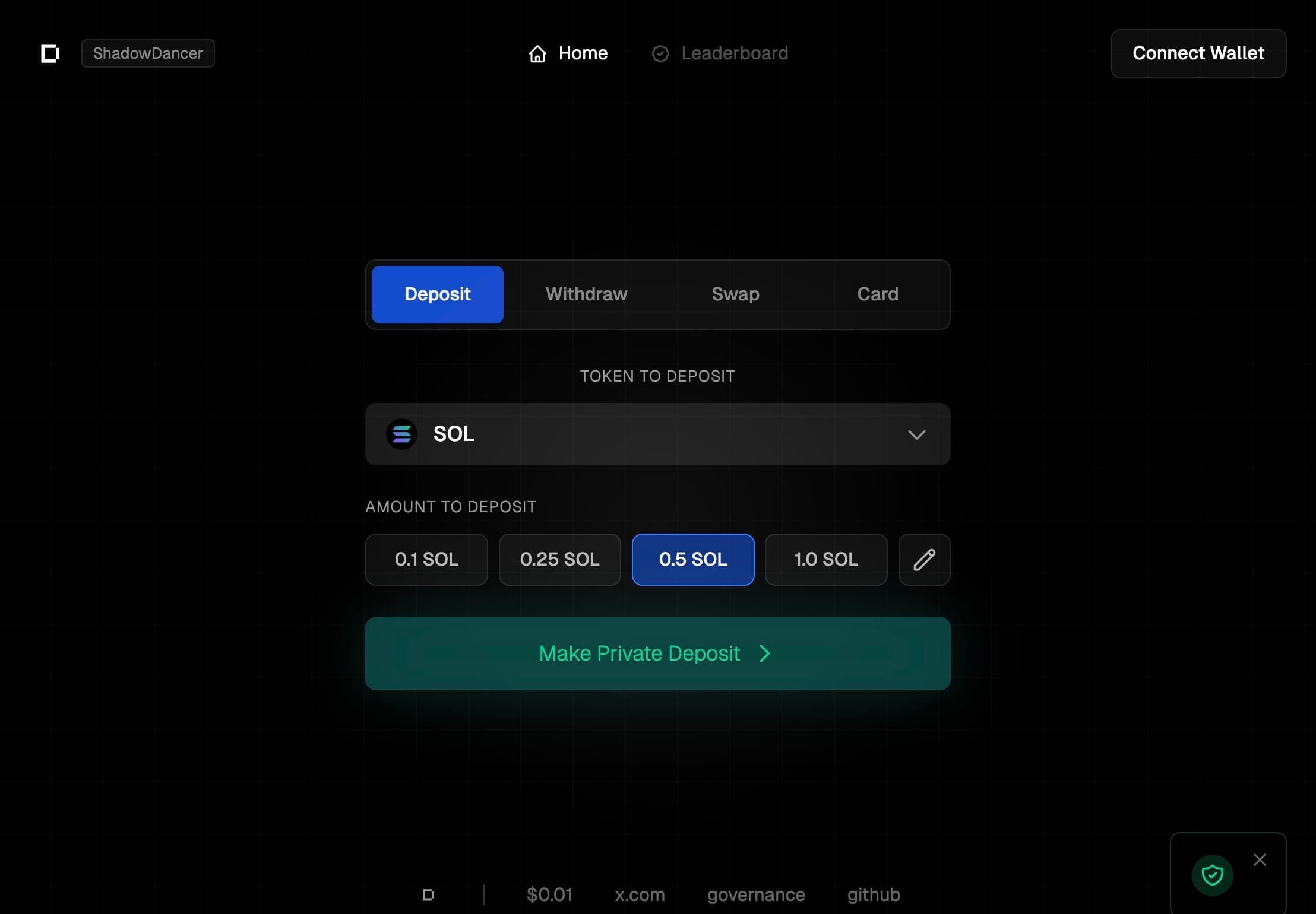 Dark Protocol beta arayüzü: koyu zemin üzerinde dijital varlık işlem panelleri ve cüzdan bağlantısı.