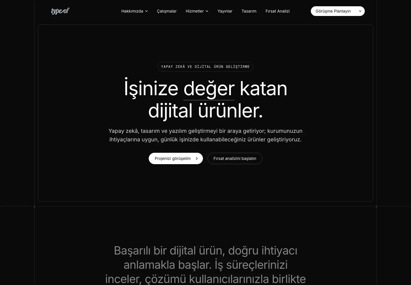 TYPE-OF web sitesinin Türkçe ana sayfası.
